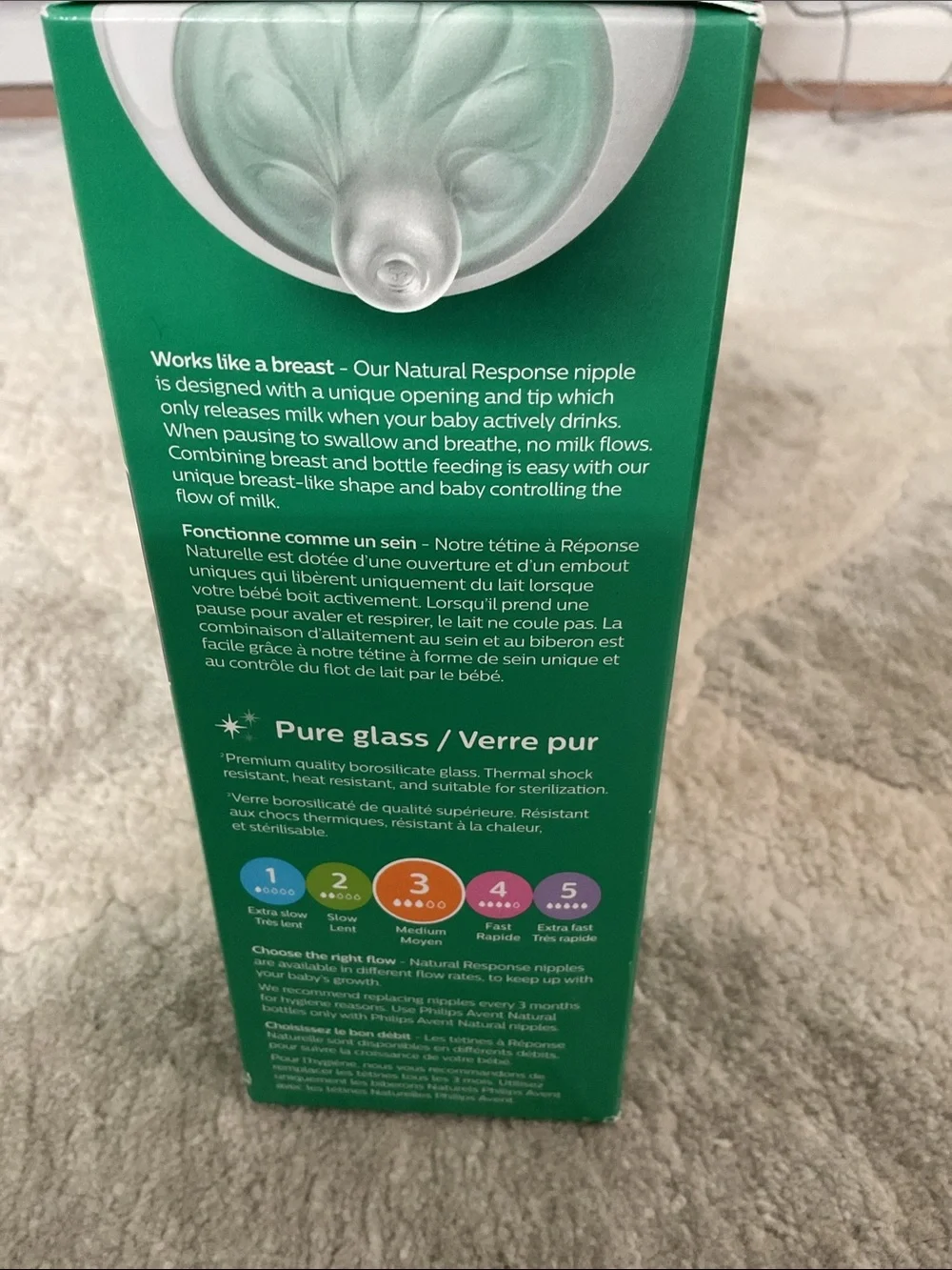 Phillips Avent Naturel Baby Glass Bottles - White Caps (3-Pack)